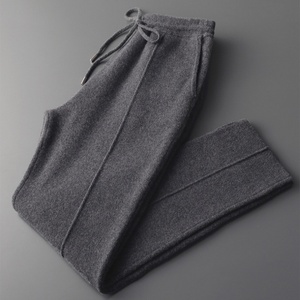 Men's Gray Knit Tracksuit Set Full Sleeve Zipper Front Casual Jogger Pants Solid Color Stand Collar Autumn Wear - Product Image 4
