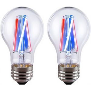 Lampadina LED A19 3CCT 60W Equivalente a 6W, Vetro Trasparente, 3 Temperature di Colore, Luce Cambiacolore Rosso-Blu, Attacco Medio E26, 3 LED - Product Image 1