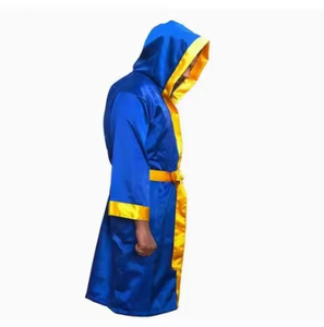 Bata de Boxeo Kimono de Jiu Jitsu con Manga Larga, Frente Abierto, Ribete Metálico, Satinado, Bata de Boxeo con Capucha para Adulto y Pantalones Cortos - Product Image 5