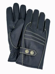 Gants d'hiver noirs pour la conduite en extérieur, unisexes, en cuir véritable, chauds, compatibles avec les écrans tactiles, à prise souple, pour la conduite - Product Image 6