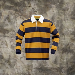 Chemise de rugby à manches longues rayée pour homme avec col polo, coupe classique, vêtements pour toutes les saisons - Product Image 3
