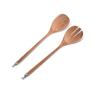 ชุดอุปกรณ์เสิร์ฟสลัดไม้มะกอกแกะสลักด้วยมือ พร้อมดีเทลลายกระดูกตาปลา - Product Image 5