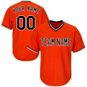 T-shirt de baseball pour homme à col en V, personnalisé, en polyester, avec logo brodé par sublimation, jersey de baseball sur mesure - Product Image 1