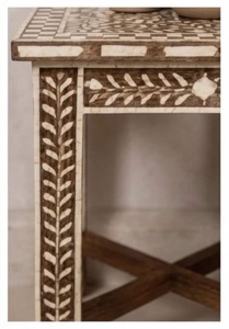 Table d'appoint moderne en os incrusté, artisanale et écologique |   Décoration de la maison pour baptême, meubles - Product Image 5