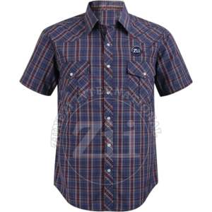 Camisa ignífuga de franela de hilo teñido de alto gramaje, a cuadros marrón y blanco, con broches de perla, resistente al fuego - Product Image 1