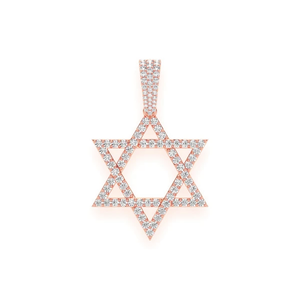 Colgante de Oro Sólido de 14k con Diamantes de Moissanita, Diseño de Estrella de David con 6 Puntas, Joyería Atemporal de Fe y Fuerza - Product Image 1