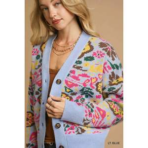 Cárdigan abotonado de punto floral para mujer Umgee - Product Image 1