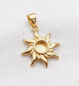 Pendentif Soleil en Argent Sterling 925 Véritable avec Cadre Rond de 5 mm pour Résine et Cendres – Idéal pour la Création de Bijoux Commémoratifs - Product Image 4