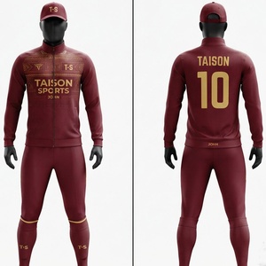Chándal con Capucha para Entrenamiento de Fútbol Unisex, Poliéster Premium de 300 GSM, Color Granate y Dorado, Panel Sublimado, Logotipo, Nombre y Número Personalizables - Product Image 1