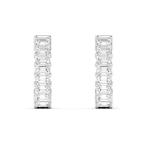 3Ct Emerald Cut Lab Grown Diamond Prong Set IGI Certified Women's <b>Hoop</b> <b>Earrings</b> 14K/18K <b>Solid</b> Gold Everyday Wear Classic Luxury - Product Image 5