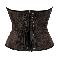 Conjunto de Corsé Clásico Estilo Victoriano para Mujer, Brocado Renacentista, Bustier Retro con Patrón Jacquard, Conjunto sin Tirantes, Transpirable