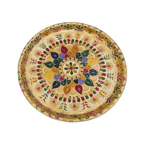 ถาดบูชาแบบมีนาคารี ตกแต่งอย่างสวยงาม ทรงกลม ขนาด 11 นิ้ว สีทองหลากสี - Product Image 3