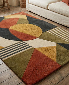 Luxury Modern Handtufted Wool Rug Anti-Slip Cotton Backing Geometric Pattern <b>Thick</b> Pile-Customizable for Living Rooms Bedrooms - Product Image 4