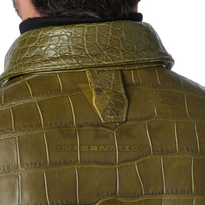 Chemise en cuir gaufré crocodile personnalisée pour homme – Faux chemisier boutonné de luxe – Fabricant de vêtements de mode OEM - Product Image 6