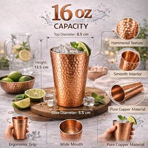 Verre à boire en cuivre de style rustique écologique, fabriqué à la main, durable, pour le bien-être ayurvédique - Product Image 6