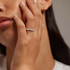 Bague en or jaune massif 18 carats avec diamant de laboratoire, taille poire, ronde, brillant, pour femme, vente en gros - Product Image 3