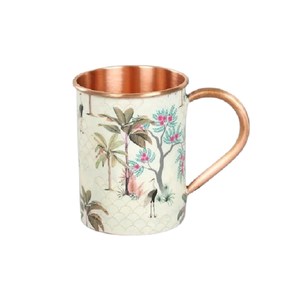 Steamy Sultry Modern <b>Copper</b> <b>Mug</b> with Large Capacity and Coaster for Healthy Drinking Water Use Made in India - Product Image 5