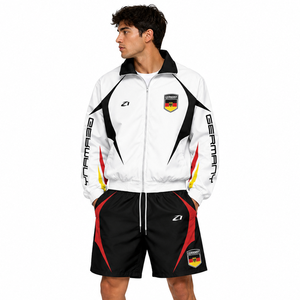 Conjunto de Chaqueta Cortavientos y Pantalones Cortos Personalizados de Moda con Diseño Nacional de Alemania, Chándal Sublimado para Equipos Deportivos, Ropa de Verano, Sudaderas con Capucha, Pedido al por Mayor - Product Image 1
