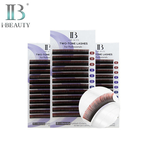 Extensiones de Pestañas i-BEAUTY - Pestañas de Dos Tonos Ib Premium (Rojo) Individuales Hechas a Mano en Corea de Alta Calidad Naturales y Largas - Product Image 1