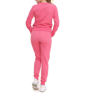Ensemble de survêtement rose uni pour femme, manches longues, col rond, coupe ample avec poches latérales, tenue décontractée pour le printemps - Product Image 4