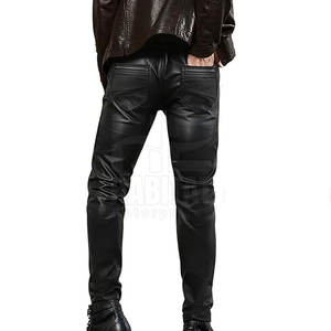 Pantalones de cuero genuino hechos a medida para hombre con logotipo personalizado, diseño único, precio al por mayor. - Product Image 4