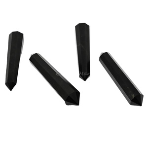 Quartz double tourmaline naturelle en vrac vente en gros de cristaux de pointe de tour noire pierre précieuse sculptée décoration intérieure de guérison de l'amour - Product Image 2