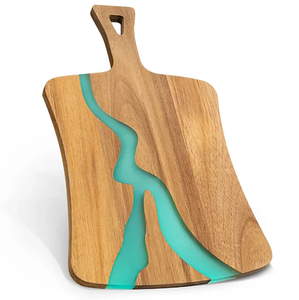 Planche à découper rectangulaire en bois d'acacia et résine, fabriquée à la main par Casa Hub Designer, épaisseur 1,5 cm, passe au lave-vaisselle, planche à découper de qualité supérieure pour la cuisine - Product Image 3