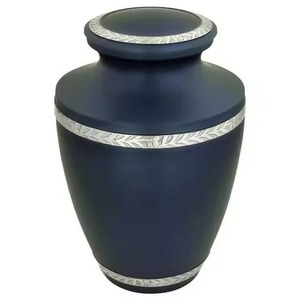 Urne funéraire en métal avec finition bronze et accents noirs, urne commémorative classique pour cendres humaines - Product Image 5