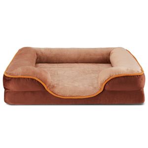 Cama Ortopédica de Espuma Viscoelástica XL de Lujo para Perros de Razas Grandes con Laterales Elevados y Funda Lavable Marrón - Product Image 1