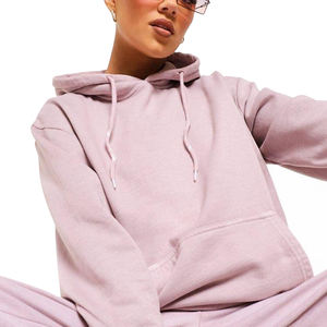 Sudaderas con Capucha Estampadas para Mujer, Lavado Ácido, Manga Larga, 100% Algodón, Logotipo Personalizado en la Parte Delantera, Alta Calidad, Servicio OEM, Cantidad al por Mayor - Product Image 4