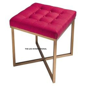 Taburete Otomano Metálico Tapizado en Oferta para Decoración del Hogar y Hoteles, Uso en Sala de Estar, Gimnasio, Tocador, Puffs - Product Image 3
