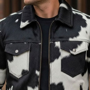 Best Quality Men's Cow Hide Genuine Leather <b>Jacket</b> with Stand <b>Collar</b> and Front Logo for Winter use - Product Image 6