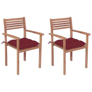 Ensemble de 2 chaises de patio empilables en bois de teck standard, durables et polyvalentes - Product Image 1