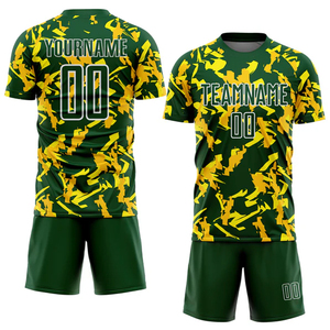 ชุดกีฬาลายพรางพิมพ์ลายแบบซับลิเมชั่น ผ้าโพลีเอสเตอร์ตาข่าย 240 GSM เสื้อฟุตบอลและกางเกงขาสั้น ชุดฟุตบอลพร้อมโลโก้สั่งทำ - Product Image 1