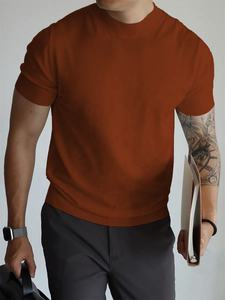 T-shirts tendance homme printemps-été 2026 – Col montant, manches courtes, coupe ajustée, décontracté, couleur unie, pull-over mode pour hommes - Product Image 2