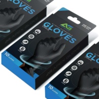 Gants jetables en nitrile noir sans poudre, à texture sur les doigts, multi-usages, qualité fiable, marque privée