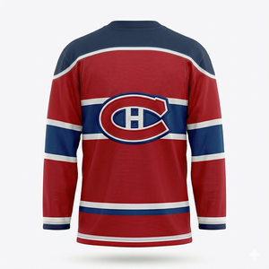 Jersey de Hockey sobre Hielo Personalizado con Logotipo para Hombre, Impresión por Transferencia de Calor, Rojo, Manga Larga, Transpirable, Secado Rápido, Servicio OEM del Equipo Knights - Product Image 2