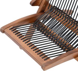 Modern Solid Teak Wood Rope Sling <b>Folding</b> Lounge <b>Chair</b> for Outdoor Use in Villa Hotel Park & Garden - Product Image 2