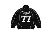 Ensemble de survêtement Division Crew noir à manches longues avec fermeture éclair sur le devant, streetwear pour hommes et enfants, respirant, 100% coton, écologique, uni