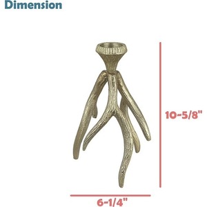 Antler Style <b>Brass</b> <b>Candlestick</b> <b>Holder</b> 10-5/8" Height Home Decoration - Product Image 4