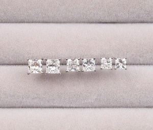 Ready To Ship 3.5 MM - 4.5 MM Princess Lab Grown Diamond Earring Pair, Earring <b>Stud</b> Pair, Dainty Earrings, Minimalist Earring - Product Image 1