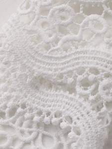 Summer Casual <b>White</b> Hollow Out Lace Patchwork Cropped T-Shirt Oversized Cotton <b>Tee</b> Short Sleeve Round Neck Tops Women's Shirts - Product Image 6