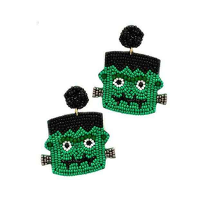 Cerceau à perles trèfle vert brodé trèfle à quatre feuilles fait main en perles de rocaille, taille personnalisée, pour fête de la Saint-Patrick, vente en gros, alliage doré - Product Image 4