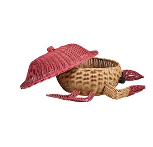 Cesta de Almacenamiento de Mimbre con Forma de Cangrejo, Linda y con Tapa, Diseño Animal de Mimbre Natural para Decoración del Hogar - Product Image 2