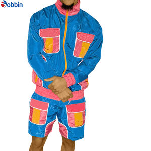 Conjunto Corto de Verano para Hombre, Cómodo y Personalizado, Estilo Vintage, Malla de Satén, Cierre de Cremallera, Bordado, Cortavientos Deportivo de Nailon Impermeable - Product Image 5