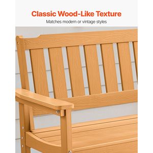 Banc de patio en plastique résistant aux intempéries, capacité de 800 lb, 50,5 pouces, avec larges accoudoirs et dossier, pour 2-3 personnes, banc d'extérieur - Product Image 3