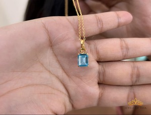 100% Natural <b>Blue</b> <b>Topaz</b> Luxury Women's Flower Shape 925 Silver Plated <b>Necklace</b> Gold Top Manufacturer India Gift Fine Jewelry - Product Image 4