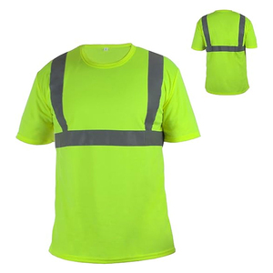 Custom High Visibility Reflective Safety Men's T-<b>Shirts</b> 100% Cotton Breathable Half Sleeve Workwear - Product Image 3
