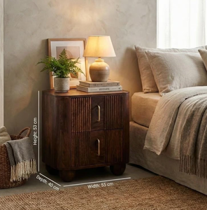 Table de chevet multifonctionnelle moderne en bois massif à 100 %, avec rangement, pour petites chambres d'appartement, table d'appoint mobile simple pour la maison - Product Image 2