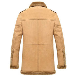 Veste en cuir véritable marron clair pour homme, modèle 2026, la plus vendue, en peau de mouton, 100 % haute qualité, vente en gros, faible MOQ, fausse fausse fourrure chauffante sur le devant - Product Image 2